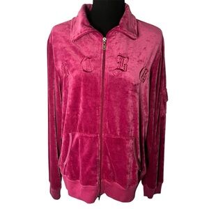 BCBG Long Sleeve Retro Y2K Vintage Pink Magenta Zippered Jacket Sz L